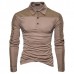 Autumn Winter Mens New Fashion Splicing Slim Casual Lapel Long-sleeved Golf Shirt