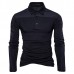 Autumn Winter Mens New Fashion Splicing Slim Casual Lapel Long-sleeved Golf Shirt