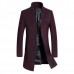 Mens Wool Mid-long Business Casual Trench Coat Autumn Winter Slim Fit Jacket