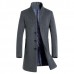 Mens Wool Mid-long Business Casual Trench Coat Autumn Winter Slim Fit Jacket