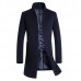 Mens Wool Mid-long Business Casual Trench Coat Autumn Winter Slim Fit Jacket