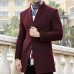 Mens Wool Mid-long Business Casual Trench Coat Autumn Winter Slim Fit Jacket