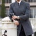 Mens Wool Mid-long Business Casual Trench Coat Autumn Winter Slim Fit Jacket