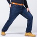 Plus Size Casual Business Straight Legs Loose High Elastic Jeans for Men