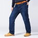 Plus Size Casual Business Straight Legs Loose High Elastic Jeans for Men