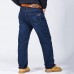 Plus Size Casual Business Straight Legs Loose High Elastic Jeans for Men