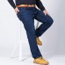 Plus Size Casual Business Straight Legs Loose High Elastic Jeans for Men