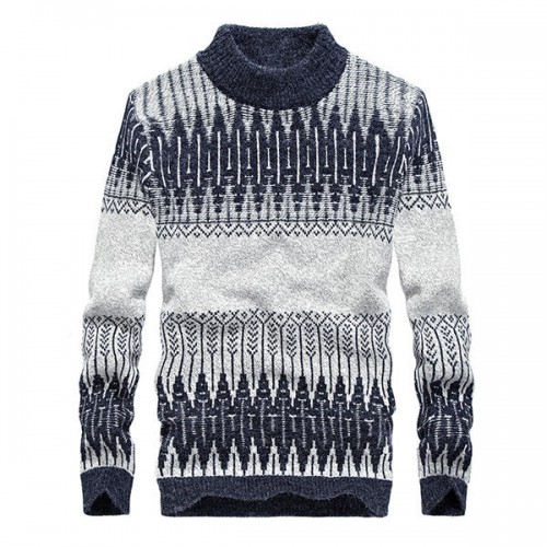 Men's Leisure Turtleneck Sweater Pullover Winter Fashion Printing Long Sleeve Warm Pullover