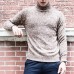 Winter Warm Thick Sweater Pullovers Men's Fashion Solid Color High Neck Slim Fit Knitted Pullover