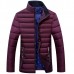 Winter Thick Warm Stand Collar Pure Color Quilted Padded Insulated Jacket for Men