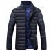 Winter Thick Warm Stand Collar Pure Color Quilted Padded Insulated Jacket for Men