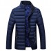 Winter Thick Warm Stand Collar Pure Color Quilted Padded Insulated Jacket for Men