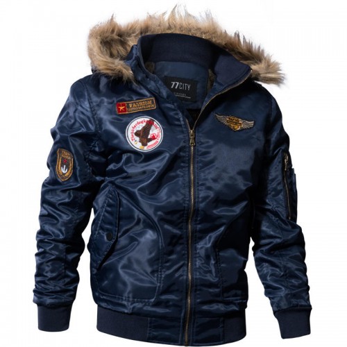 Men Pilot Bomber Jacket Army Military Flight Motorcycle Jackets Winter Parkas Padded Outerwear