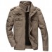 Mens Epaulet Military Cotton Multi-pocket Stand Collar Big Size Jacket