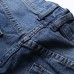 Mens Vintage Holes Light Blue Straight Slim Button Fashion Jeans Denim Pants