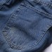 Mens Vintage Holes Light Blue Straight Slim Button Fashion Jeans Denim Pants