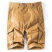 Men's Summer Leisure Loose Cotton Cargo Shorts Outdoor Big Pocket Solid Color Shorts