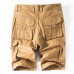 Men's Summer Leisure Loose Cotton Cargo Shorts Outdoor Big Pocket Solid Color Shorts