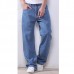 Plus Size 30-48 Loose Straight Leg Basic Long Jeans for Men