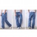 Plus Size 30-48 Loose Straight Leg Basic Long Jeans for Men