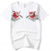 Chinese Wind Folk Cranes Embroidery Loose Cotton T-shirt Large Size Mens Round Neck Short Sleeve Tee