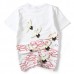 Chinese Wind Folk Cranes Embroidery Loose Cotton T-shirt Large Size Mens Round Neck Short Sleeve Tee