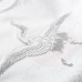 Chinese Wind Folk Cranes Embroidery Loose Cotton T-shirt Large Size Mens Round Neck Short Sleeve Tee