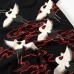 Chinese Wind Folk Cranes Embroidery Loose Cotton T-shirt Large Size Mens Round Neck Short Sleeve Tee