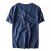 Chinese Style Cotton Linen LeisureT-shirt Spring Summer Men's Pure Color Short Sleeves T-shirt