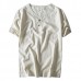 Chinese Style Cotton Linen LeisureT-shirt Spring Summer Men's Pure Color Short Sleeves T-shirt