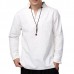 Chinese Style Mens Loose Cotton Linen Long Sleeve Tops Stand Collar T-Shirts