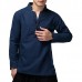 Chinese Style Mens Loose Cotton Linen Long Sleeve Tops Stand Collar T-Shirts