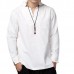 Chinese Style Mens Loose Cotton Linen Long Sleeve Tops Stand Collar T-Shirts