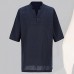 Men Chinese Style Cotton Linen Short Sleeve T-Shirts Stand Collar Loose Vintage Tee Tops