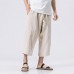 Stylish Mens Cotton Linen Baggy Loose Calf Length Pants Antibacterial Casual Shorts