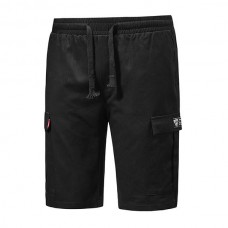 Men's Multi Pockets Solid Color Drawstring Shorts Pants Leisure Cotton Knee-Length Cargo Shorts