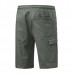 Men's Multi Pockets Solid Color Drawstring Shorts Pants Leisure Cotton Knee-Length Cargo Shorts