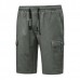 Men's Multi Pockets Solid Color Drawstring Shorts Pants Leisure Cotton Knee-Length Cargo Shorts