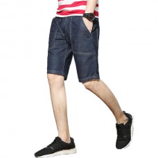 Mens Mid Rise Straight Legs Denim Shorts Big Pockets Summer Thin Jeans