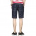 Mens Mid Rise Straight Legs Denim Shorts Big Pockets Summer Thin Jeans