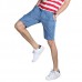 Mens Mid Rise Straight Legs Denim Shorts Big Pockets Summer Thin Jeans