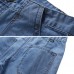 Mens Mid Rise Straight Legs Denim Shorts Big Pockets Summer Thin Jeans