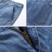 Mens Mid Rise Straight Legs Denim Shorts Big Pockets Summer Thin Jeans