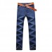 Mens Spring Summer High Rise Loose Business Cotton Blue Jeans