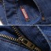 Mens Spring Summer High Rise Loose Business Cotton Blue Jeans