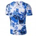 Mens Personalized Printing Cotton Linen Short Sleeve T-Shirts Frog Button Antibacterial Tee Tops