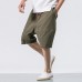 Men's Casual Loose Cotton Linen Knee Length Shorts Breathable Drawshring Baggy Shorts