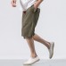 Men's Casual Loose Cotton Linen Knee Length Shorts Breathable Drawshring Baggy Shorts