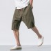 Men's Casual Loose Cotton Linen Knee Length Shorts Breathable Drawshring Baggy Shorts