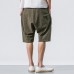 Men's Casual Loose Cotton Linen Knee Length Shorts Breathable Drawshring Baggy Shorts